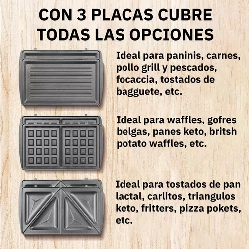 Wafflera Sandwichera Grill Electrica 3 En 1 Super Practica