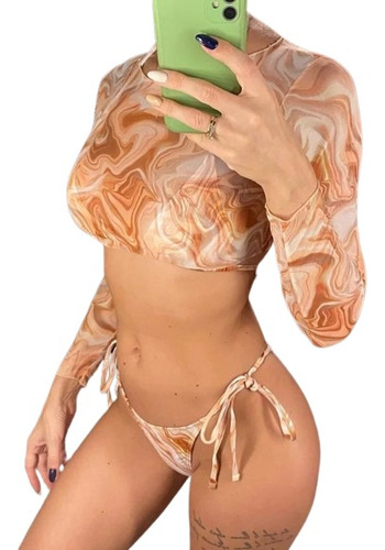 3pcstraje De Baño Bikini De Estilo Clásico Sexy Color Sólido