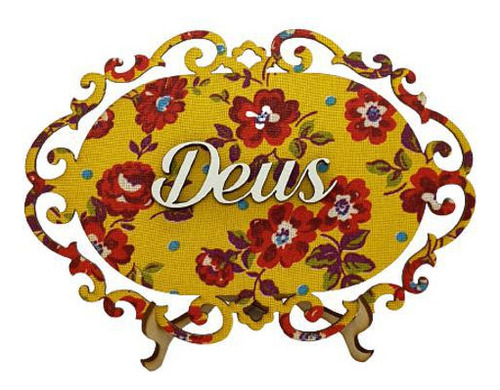 Placa Aconchego Deus Amarela 20x14cm