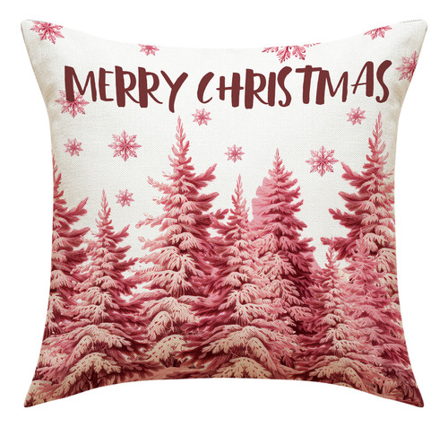 4 Fundas De Cojín De Lino De Papá Noel Rosa Navideño