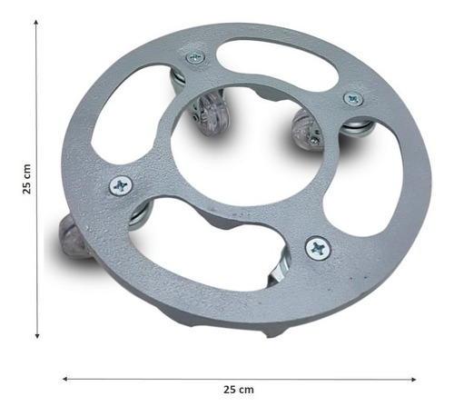 Imagem 3 de 6 de Suporte Para Vaso Redondo 25cm Alumínio Roda Silicone Prata