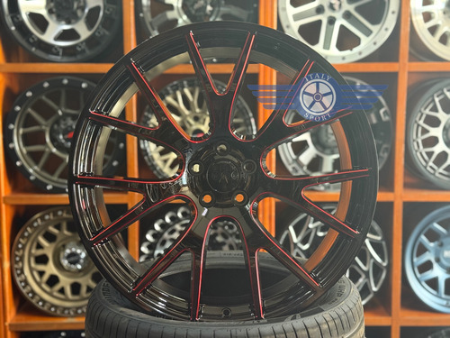 Rines 22 Deportivos 5-115 Excelente Challenger Charger 300c Gloss Black Red Milled