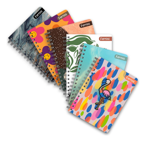 Libreta Francesa Ferrini 6pack Doble Aro Diseños 120h Color Raya