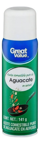 Aceite Comestible Great Value Puro De Aguacate Aerosol 141 G
