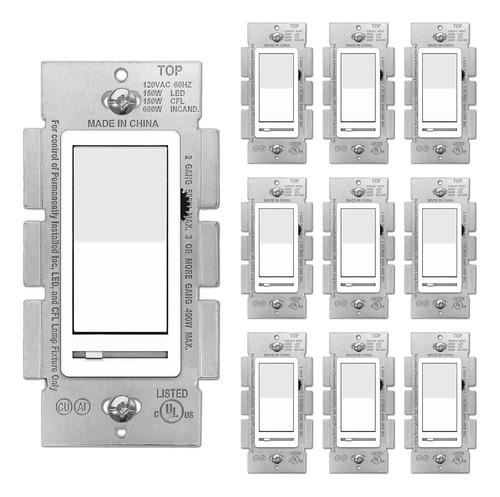 [paquete De 10] Interruptor De Luz De Pared Regulador D...