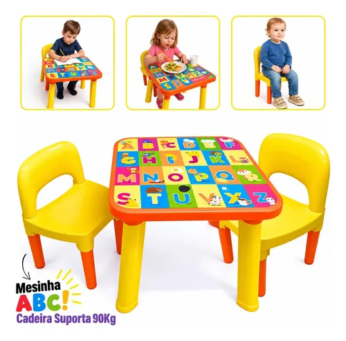 Mesinha Infantil Com 2 Cadeiras Educativa Alfabeto Completo Atacarejo Kids ATK T
