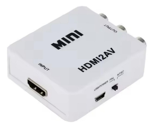 Mini Adaptador Heruz Conversor D Hdmi P/ Video 3rca Av Cabo Hdmi