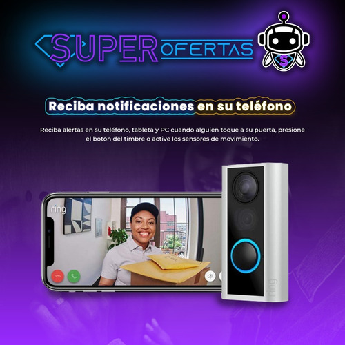 Ring Peephole Timbre Inteligente Cámara Video Portero 1080p