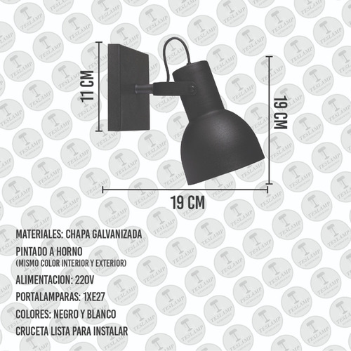 Pack X2 Lampara Aplique Spot Minimalista 1 Luz Direccional