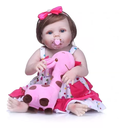 Boneca Bebe Reborn Menina 100% Silicone 55 Cm - 12x S/ Juros