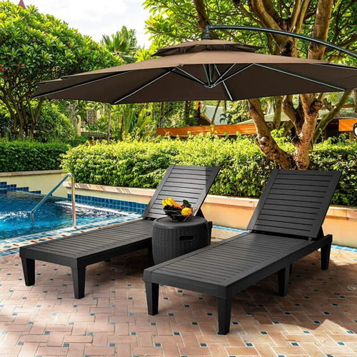 Set Of 2 Patio Lounge Chair Outdoor Chaise Adjustable Be Eem