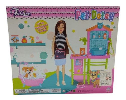 Imagen 2 de 2 de Fuqier Muñeca Articulada 30cm Veterinaria Con Mascotas 641 F