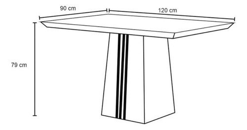 Mesa Jantar Italia C/ Tampo Madeirado C/ Vidro 120x90cm Cedr
