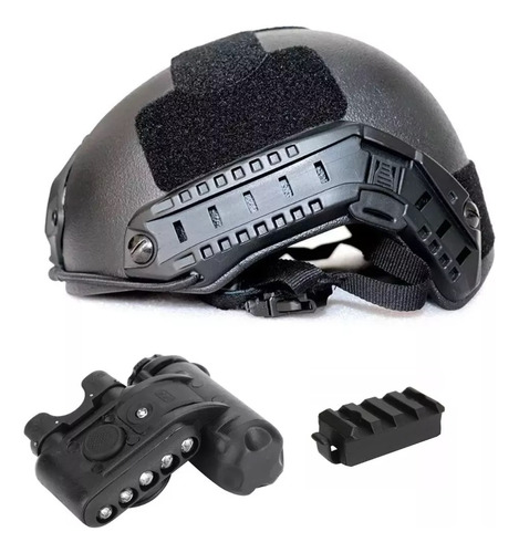 Casco Kevlar Militar Balístic Fast Nivel Iii-a + Kit Lampara