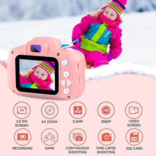 Yu 1080p Hd Kids Selfie Cámara Digital Con Tarjeta De