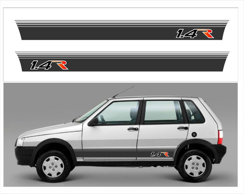 Adesivo Faixa Lateral Personalizado Fiat Uno 1.4 R Ca7973 Cor Não aplica