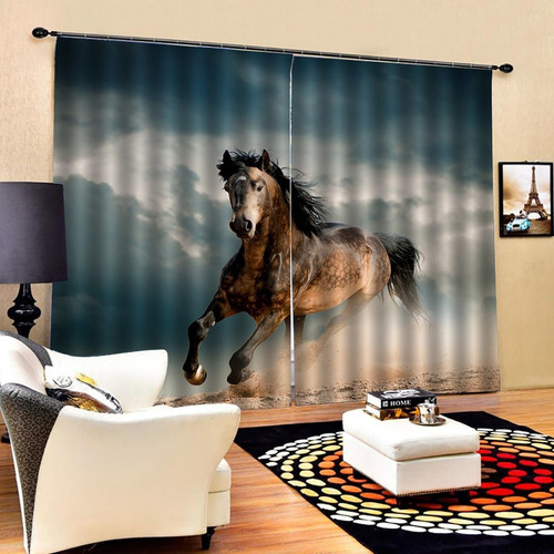Indow - Cortina Para Cojín, Diseño De Caballo, 150 X 166 C