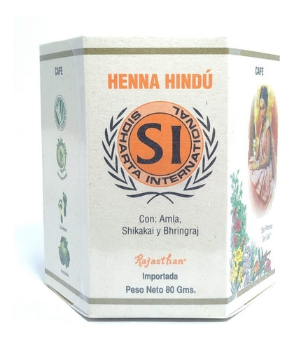Henna Hindú Tinte Natural Cafe 80gr - g a $324
