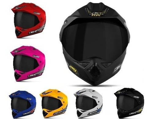 Capacete De Motocross Trilha Mx Pro Vision Com Viseira Fume