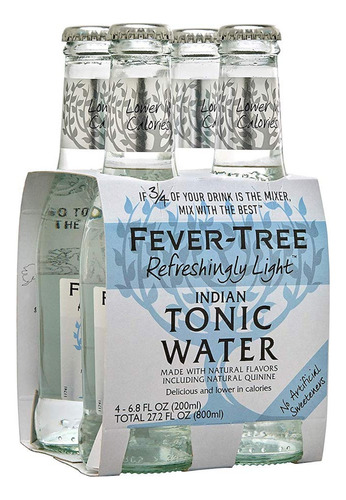 Água Tônica Fever Tree Indian Light 200ml (4 Garrafas)