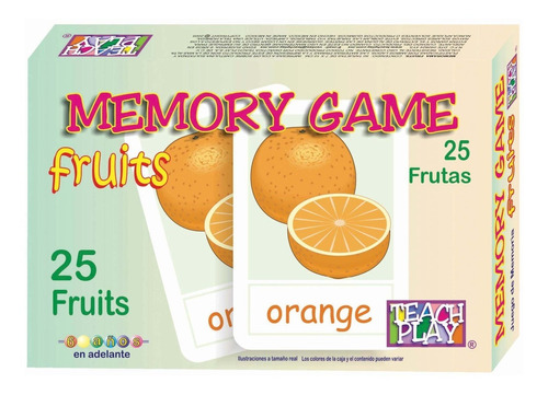 Juego De Memoria Fruits Teach Play Idioma Inglés 50 Tarjetas