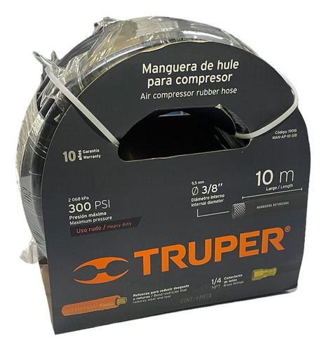 Manguera P/pist.a.presion 3/8 Truper Manap10-3/8x Roll 10mt