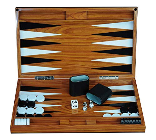 Madera De Lujo 18  Tablero De Backgammon Lacado Juego P9cny