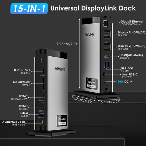Wavlink - Estación De Acoplamiento Universal Con Triple Visualización Usb-c