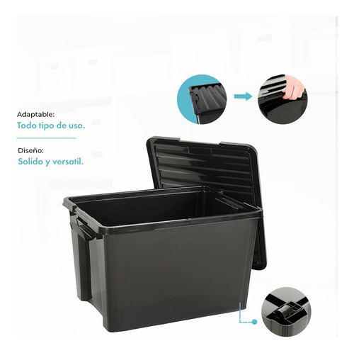 Set X6 Organizadores De Plástico Life Box 50l Negro