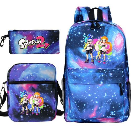 Hermosa Mochila Splatoon 3 Piezas Conjunto Bolsos De Hombro