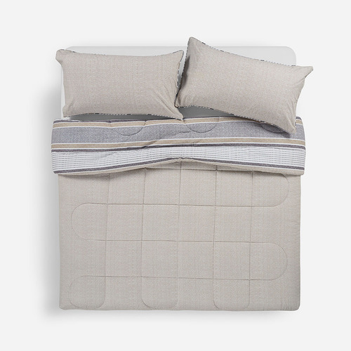 Plumón Algodón Reversible Bali Beige 2 Plazas
