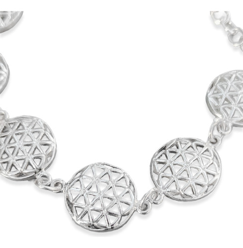 Imagen 2 de 2 de Pulsera Plata Italiana 925 Modelo Flor De La Vida