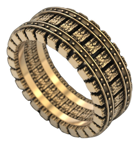 Anillo Hombre Barones Vías De Tren Plata 925 Chapado Oro