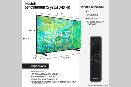 Pantalla Samsung Un65cu8000bxza 65 Class 4k Smart Led Tv (Reacondicionado)
