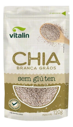 Kit 3x: Chia Em Grãos Branca Sem Glúten Vitalin 120g