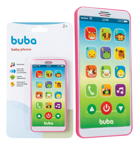 Teléfono celular Baby Phone de juguete musical azul para niños, color rosa buba
