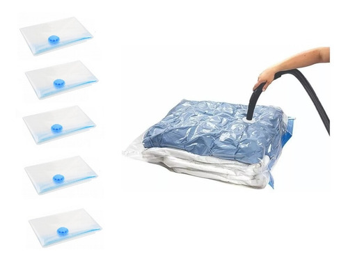 Pack X5 Bolsas Al Vacio Comprimido Bolsa Guardar Ropa 68x98c