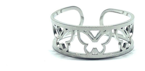 Imagen 3 de 6 de 3 Anillo Acero Inoxidable Plateado Doble Medida Ajustable