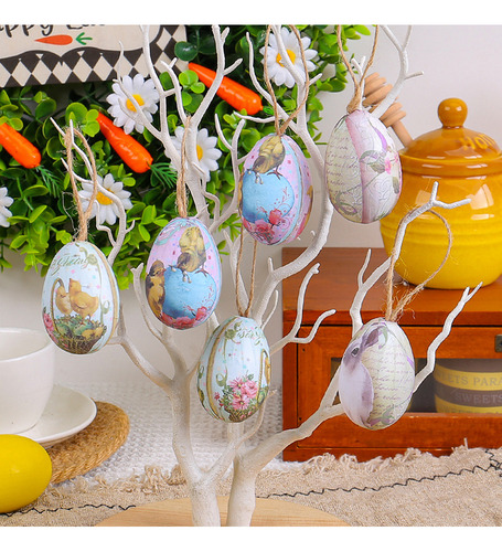 . Colgante Con Forma De Huevo De Pascua, Cesta Tejida,