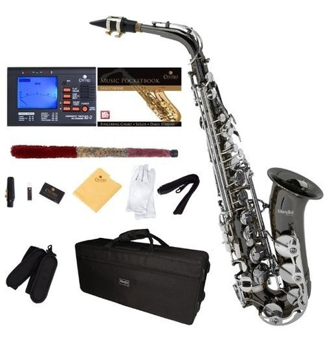 Saxofon Alto Negro/nickel Mendini Boquilla, Funda Xmp