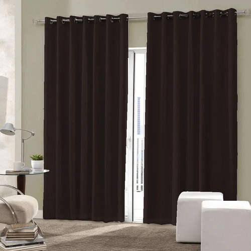 Cortina Blackout De Sala E Quarto Em Tecido 3,00x2,50 Marrom