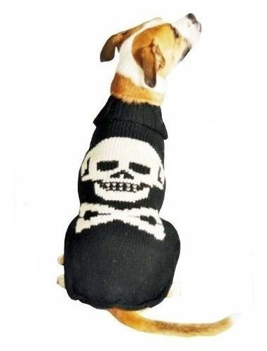 Chilly Dog Black Skull Dog Sweater Pequeño