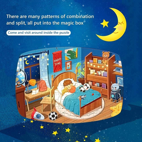 Imagen 3 de 6 de Rompecabezas 105pcs Puzzle Hora De Dormir Con Bolso De Viaje