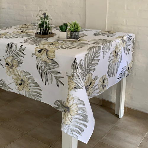 Manteles De Mesa Antimancha Jacquard Impermeables 175x175 Color Diseño Flower´s Jungle