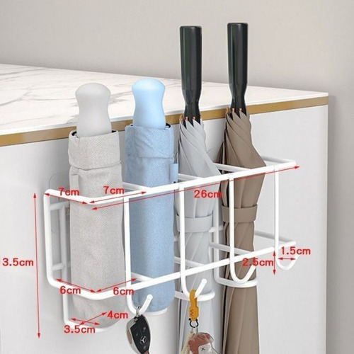 Paraguero Autoadhesivo De Pared Organizador De Paraguas Color Blanco Liso