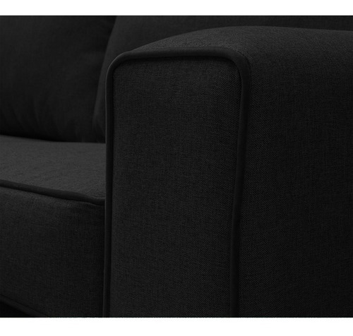 Sofá Gabro 3 Cuerpos Chenille Tipo Lino Negro