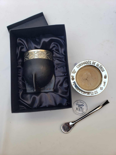 Caja Estuche Para Guarda Mate Y Bombilla Premium Con Sostene Negro