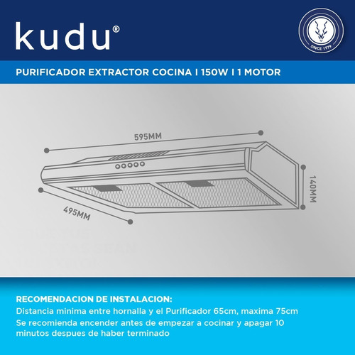Purificador Extractor Aire Cocina Kudu Con/sin Salida 1motor