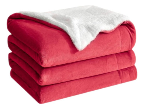 Cobija Térmica Ovejera Cama Queen Rojo 