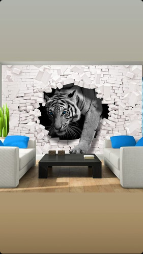Vinil Rotulado Mural Decorativo Pared Hogar Tigre Felino 